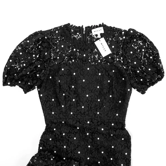 NWT MILLY Yasmin Daisy Mini Lace-trim Dress in Black - Size 2 -  threedaughtersproperties.com